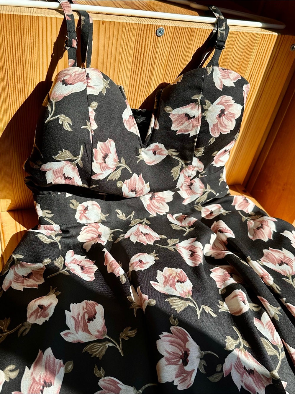 Black Dress with Pink Floral